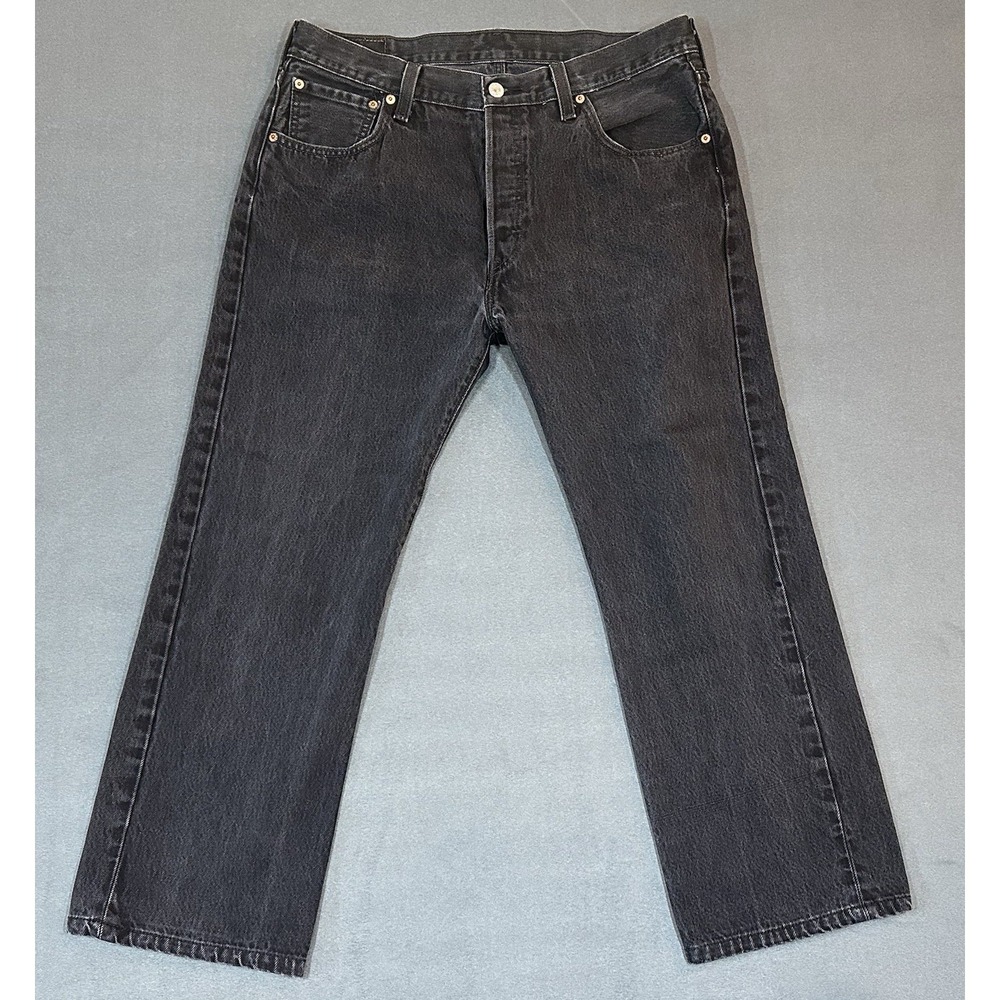 Levi's 501 Jeans Original Fit Mens Black Denim Button Fly Size 36x30